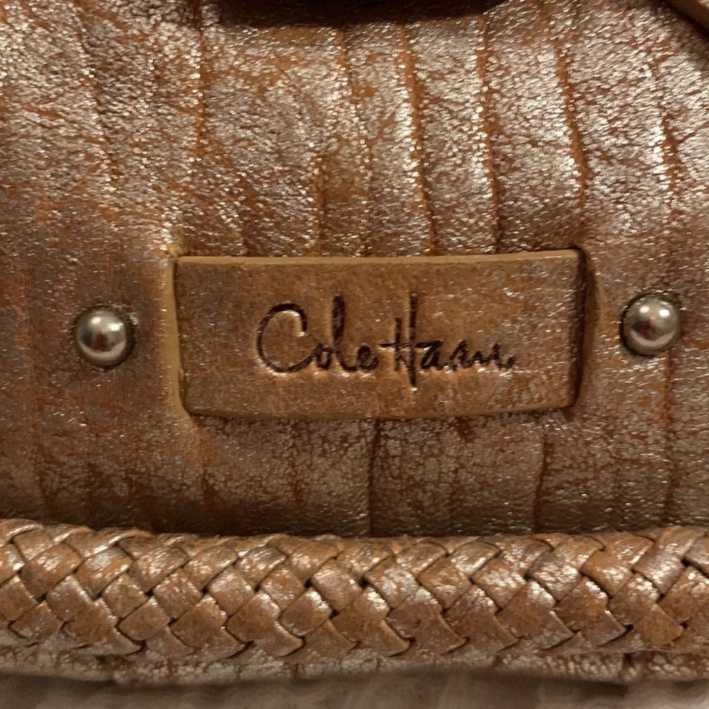 Cole Haan  Pleated Beige Metalic Hobo Bag